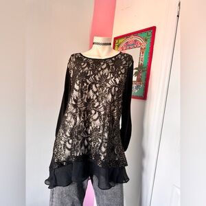 Elegant Black Lace Women's Top